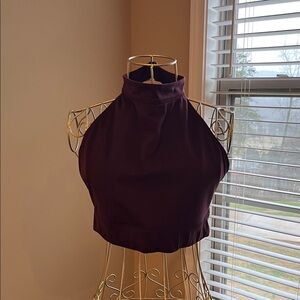 Athleta Deep Purple High Neck Crop with Open Back Size L Excellent Condition